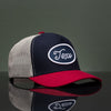 Boné Trucker Classic Azul e Vermelho Texo