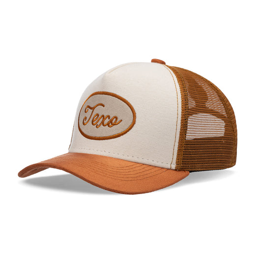 Boné Trucker Classic Bege e Laranja Texo