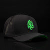 Boné Trucker Fluor Preto Hopskull Verde Texo
