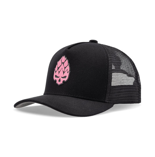 Boné Trucker Bold Preto Rosa Texo