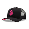 Boné Trucker Fluor Preto Hopskull Rosa Texo