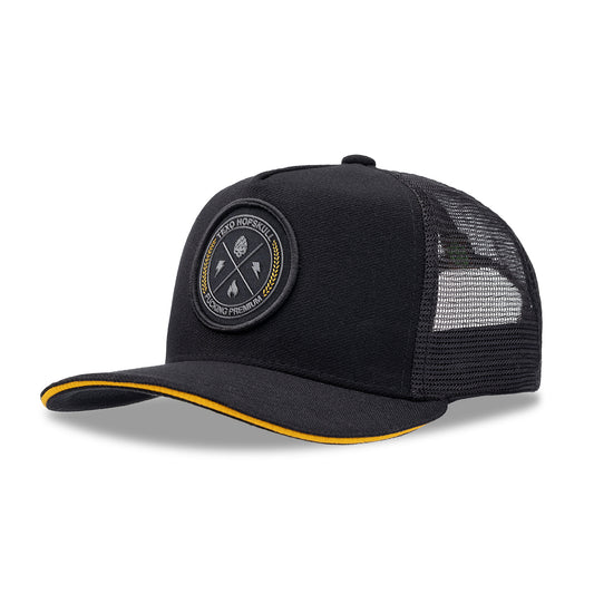 Boné Texo Trucker Storm Preto e Amarelo Patch Silk Original