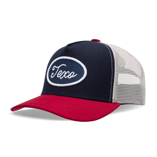 Boné Trucker Classic Azul e Vermelho Texo