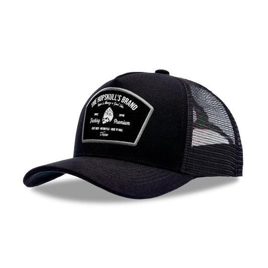 Boné Texo Trucker Brand Preto e Cinza Patch em Silk