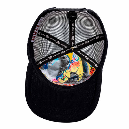 Boné Texo Trucker Brand Preto e Cinza Patch em Silk