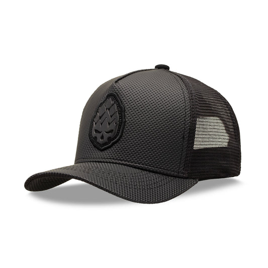 Boné Trucker Hive Couro Preto Texo